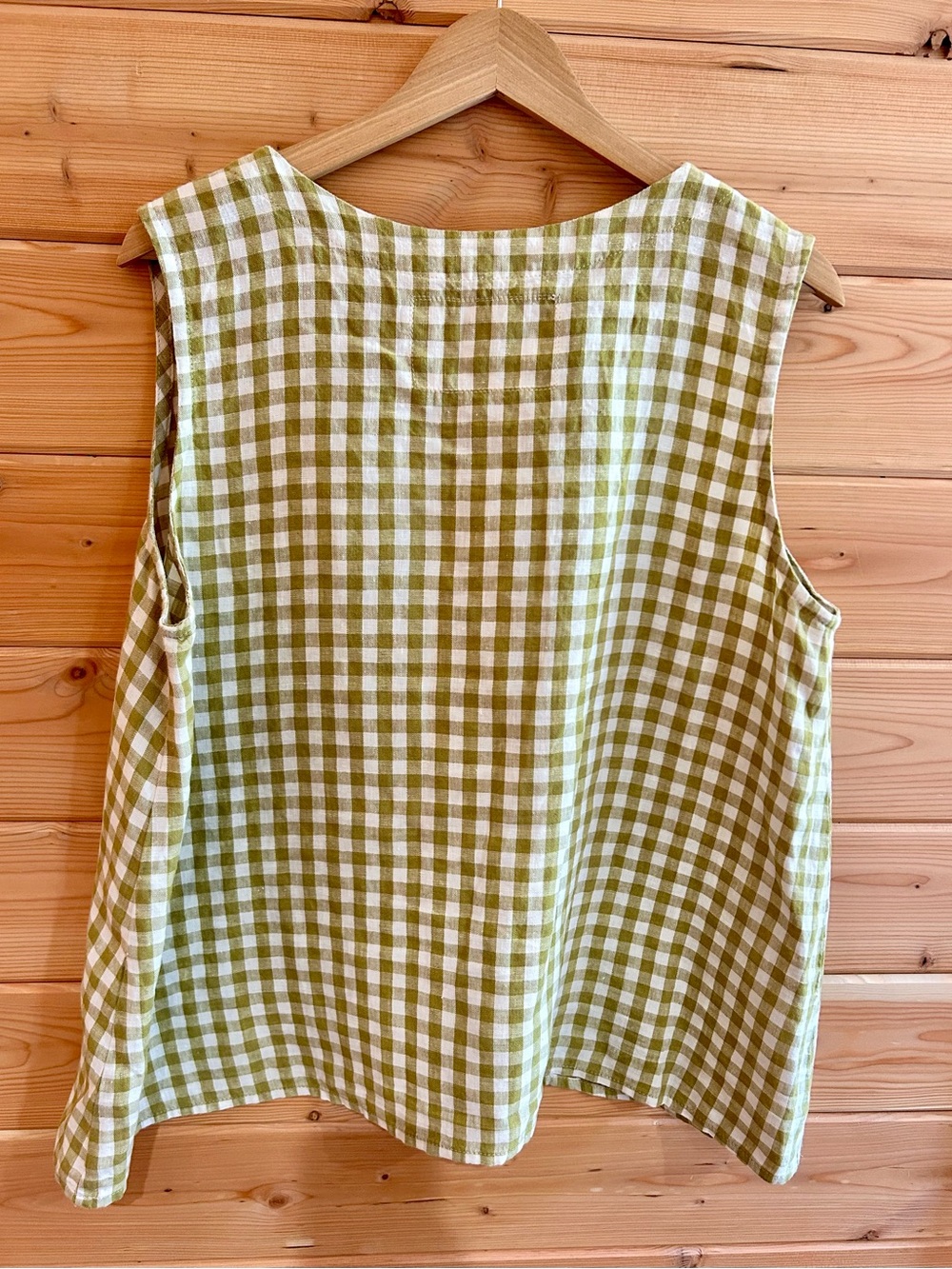 not PERFECTLINEN Prague 2 swing linen tank, lime/white gingham, XL - Picture 3 of 4